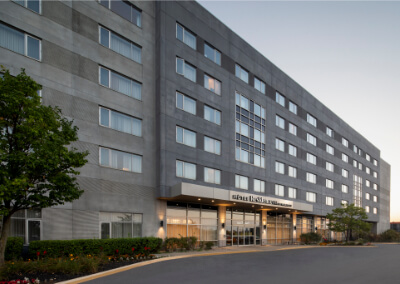 Residence Inn exterior shot from left side front. 